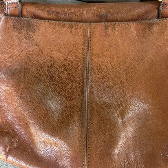 Fossil Vintage Brown Leather Small Medium Crossbody Bag Purse - Picture 2 of 9